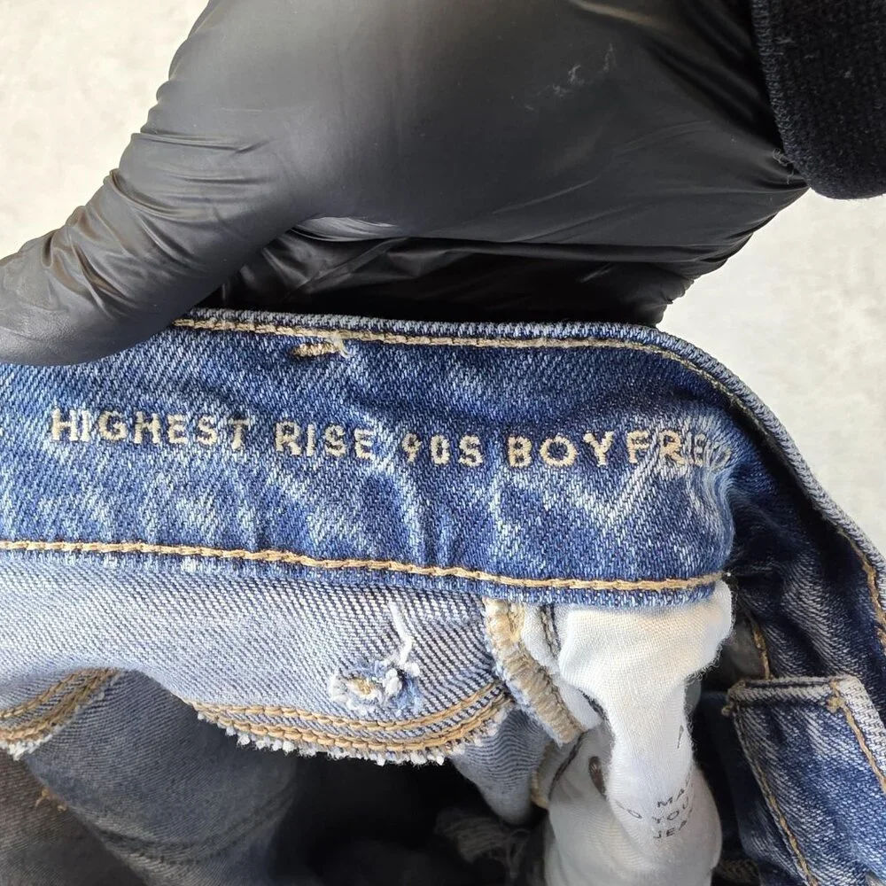 American Eagle Outfitters 90s Boyfriend Jeans Womens 000 High Rise Distressed - Picture 4 of 13